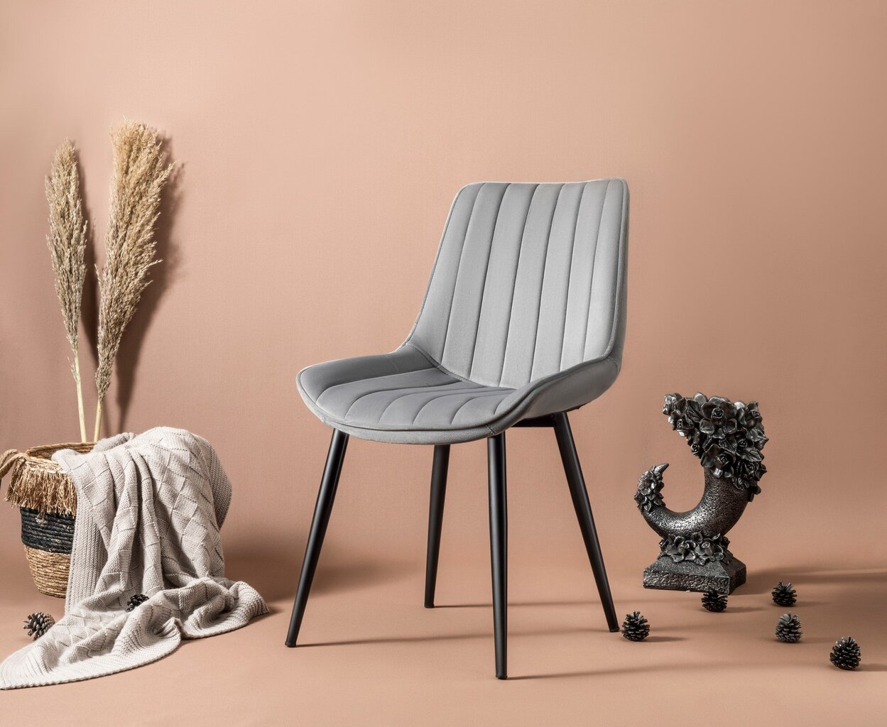 4-ių kėdžių komplektas Kalune Design Venus, pilkas kaina ir informacija | Virtuvės ir valgomojo kėdės | pigu.lt