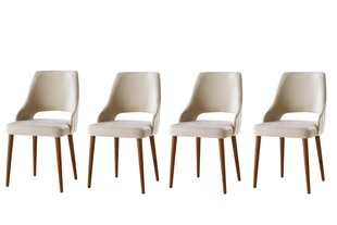 4-ių kėdžių kompletkas Kalune Design Acelya, smėlio/rudas kaina ir informacija | Virtuvės ir valgomojo kėdės | pigu.lt