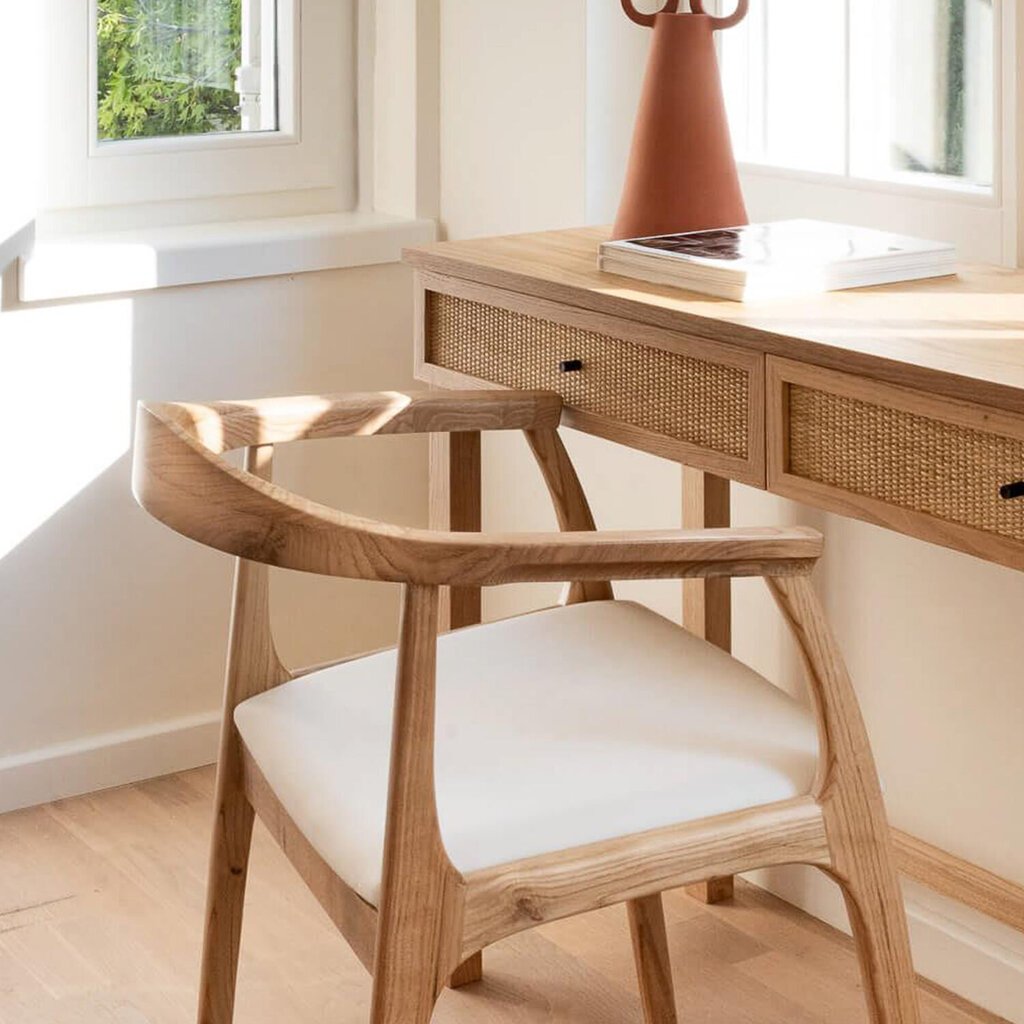 Kėdė Kalune Design Porto, ruda/balta kaina ir informacija | Virtuvės ir valgomojo kėdės | pigu.lt