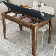 Обеденный стол Asir Kiev 504, коричневый/черный цена и информация | Кухонные и обеденные столы | pigu.lt