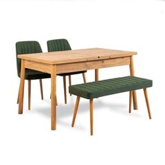 4-ių dalių valgomojo komplektas Kalune Design Santiago Atlantice, rudas/žalias цена и информация | Комплекты мебели для столовой | pigu.lt