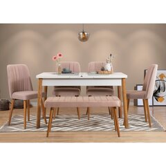 обеденный комплект из 6 предметов Asir Santiago Atlantic, белый/розовый цена и информация | Комплекты мебели для столовой | pigu.lt