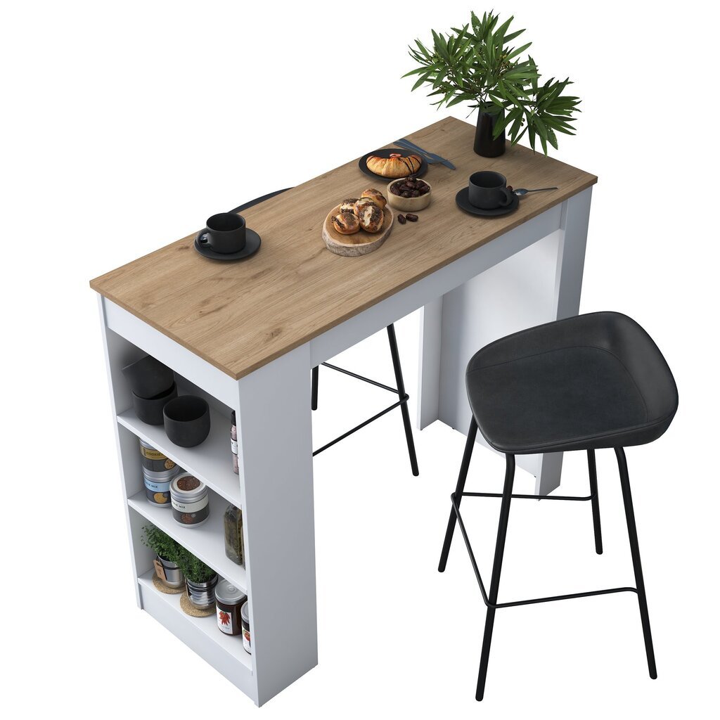 Baro stalas Asir, baltas/smėlio цена и информация | Virtuvės ir valgomojo stalai, staliukai | pigu.lt