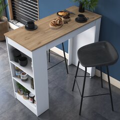 Baro stalas Asir, baltas/smėlio kaina ir informacija | Virtuvės ir valgomojo stalai, staliukai | pigu.lt