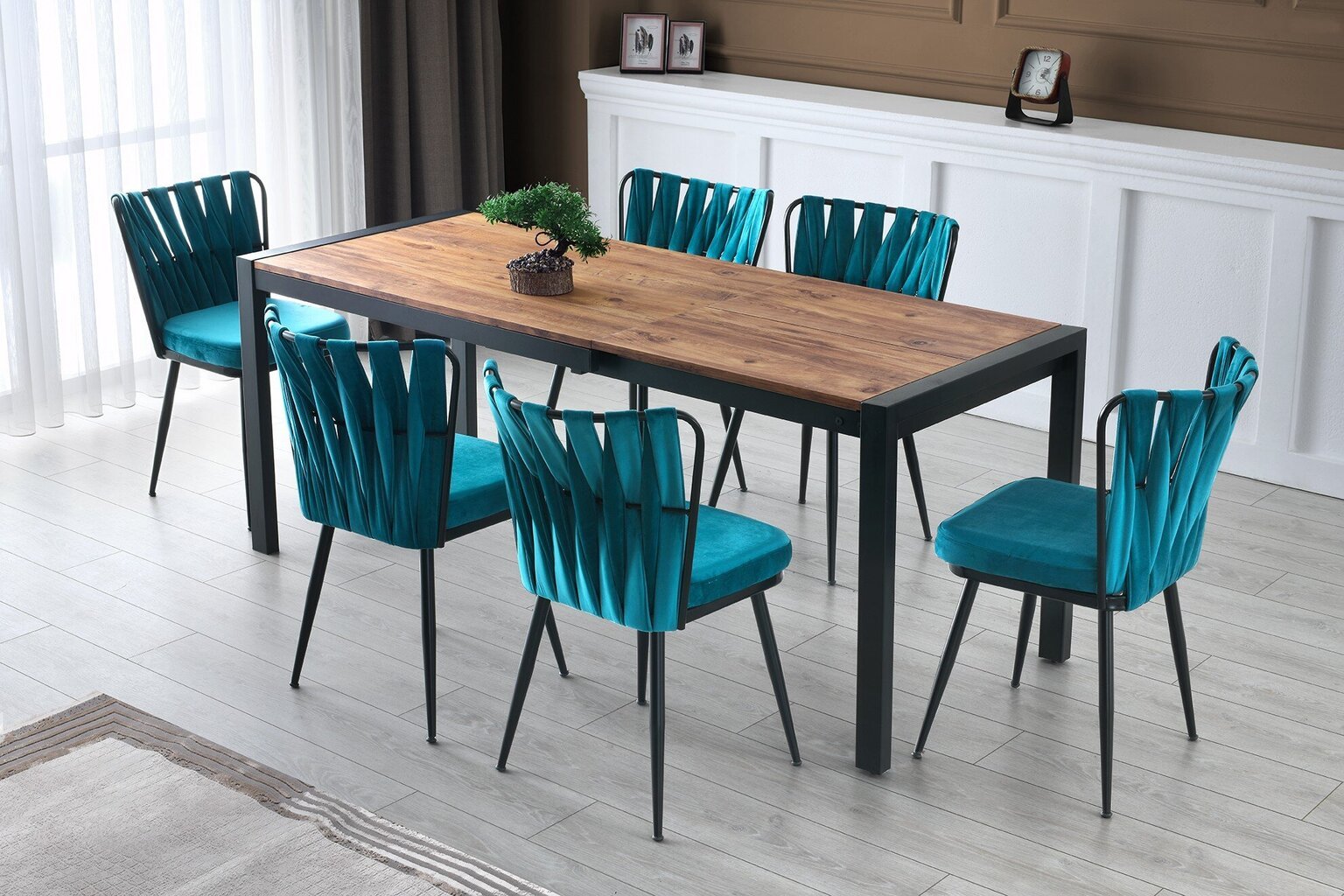 Stalas Kalune Design Silva-1011, juodas/rudas kaina ir informacija | Virtuvės ir valgomojo stalai, staliukai | pigu.lt