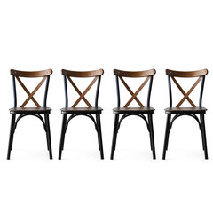 4-ių kėdžių komplektas Kalune Design Ekol - 261, rudas/juodas kaina ir informacija | Virtuvės ir valgomojo kėdės | pigu.lt