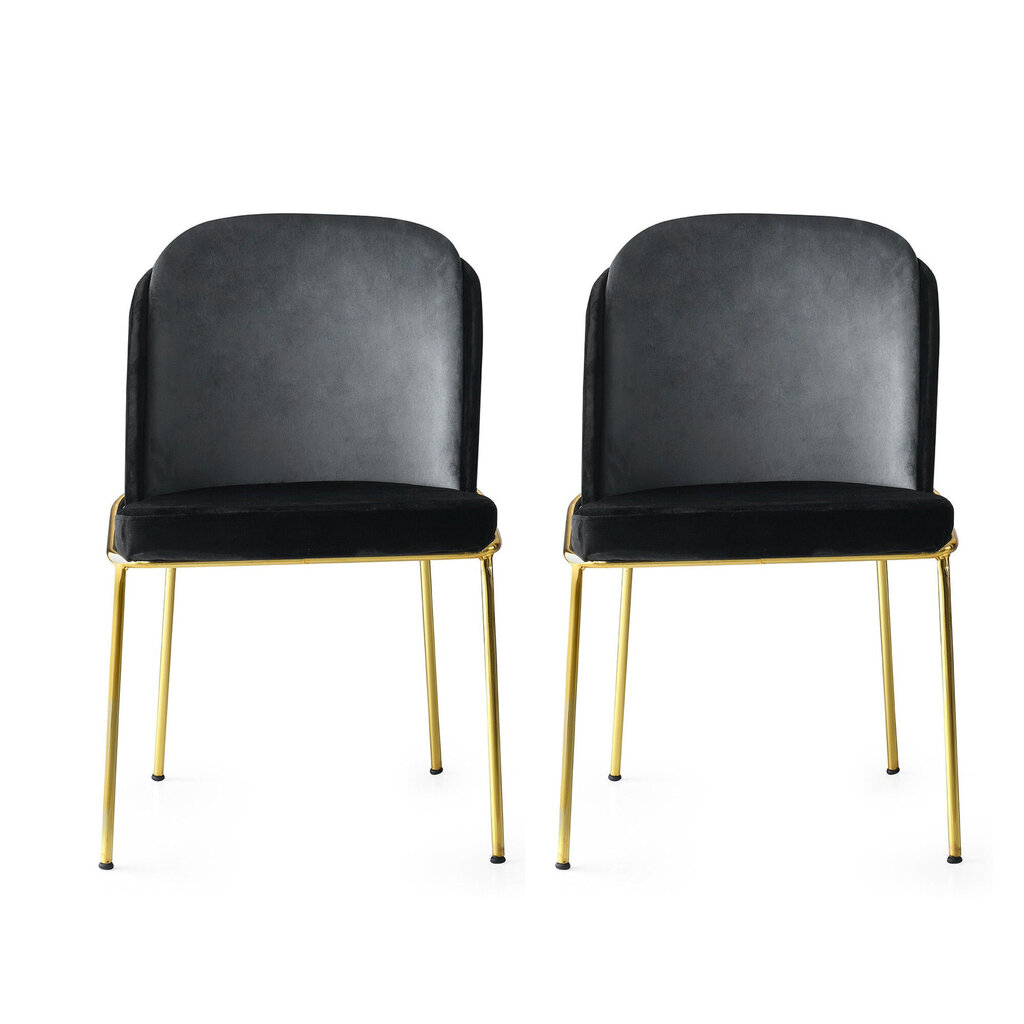 2-jų kėdžių komplektas Kalune Design Dore 103 V2, juodas/aukso kaina ir informacija | Virtuvės ir valgomojo kėdės | pigu.lt