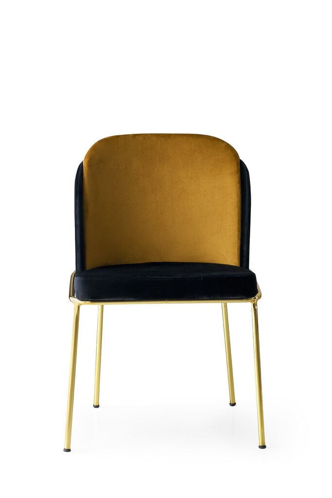 4-ių kėdžių komplektas Kalune Design Dore - 106, juodas/auksinis kaina ir informacija | Virtuvės ir valgomojo kėdės | pigu.lt