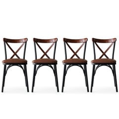 4-ių kėdžių komplektas Kalune Design Ekol - 1332, rudas/juodas цена и информация | Стулья для кухни и столовой | pigu.lt