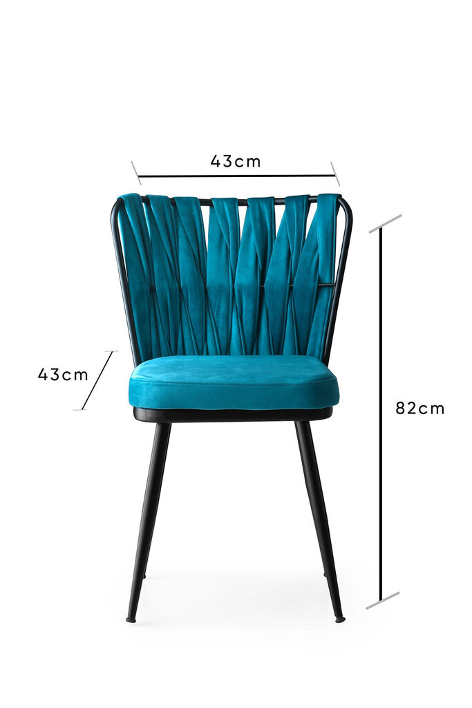 4-ių kėdžių komplektas Kalune Design Kusali-228, mėlynas/juodas kaina ir informacija | Virtuvės ir valgomojo kėdės | pigu.lt