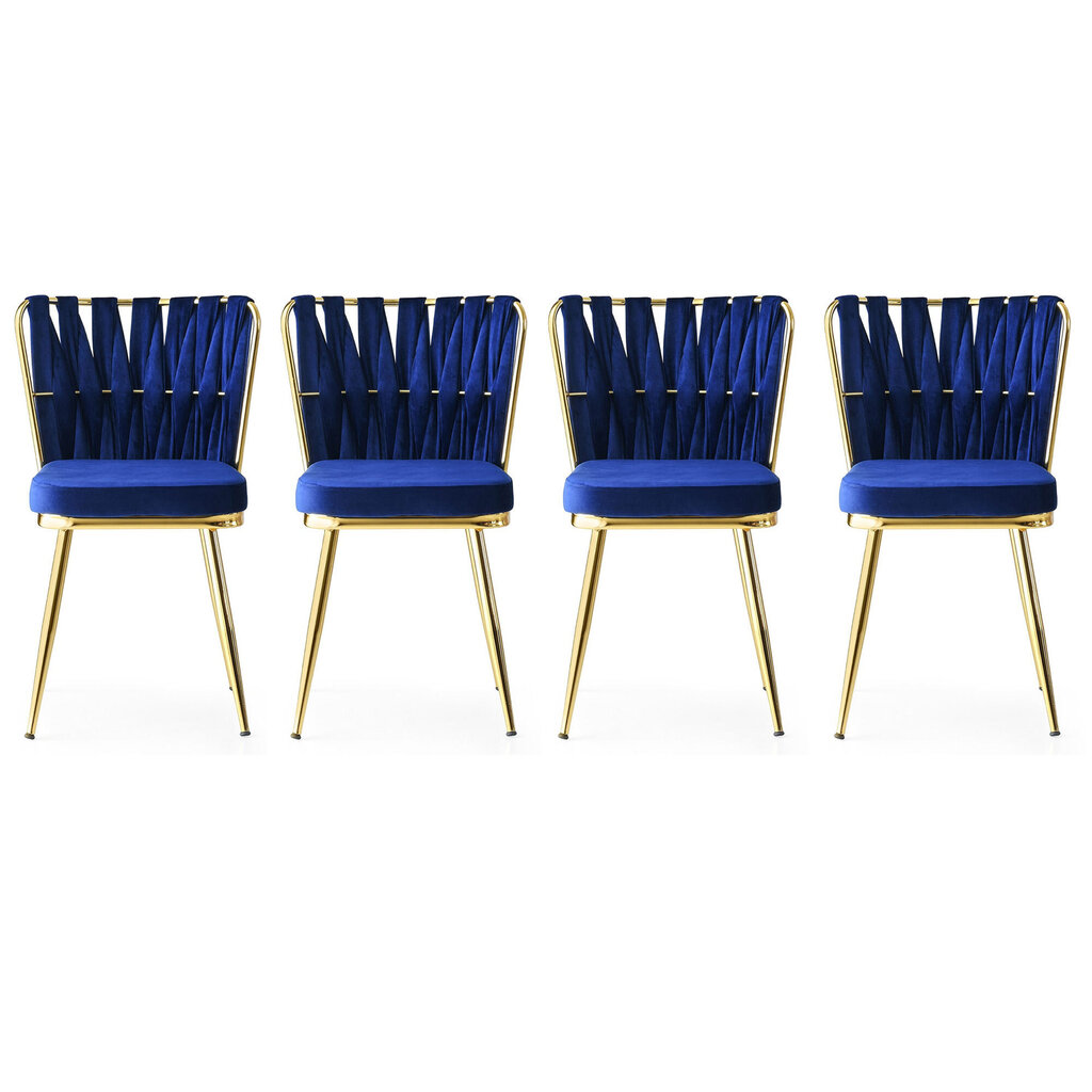 4-ių kėdžių komplektas Kalune Design Kusakli 209 V4, mėlynas kaina ir informacija | Virtuvės ir valgomojo kėdės | pigu.lt