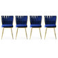 4-ių kėdžių komplektas Kalune Design Kusakli 209 V4, mėlynas kaina ir informacija | Virtuvės ir valgomojo kėdės | pigu.lt