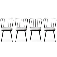4-ių kėdžių komplektas Kalune Design Yildiz - 940, juodas/baltas цена и информация | Стулья для кухни и столовой | pigu.lt