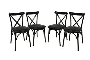4-ių kėdžių komplektas Kalune Design Ekol 1331 V4, juodas kaina ir informacija | Virtuvės ir valgomojo kėdės | pigu.lt