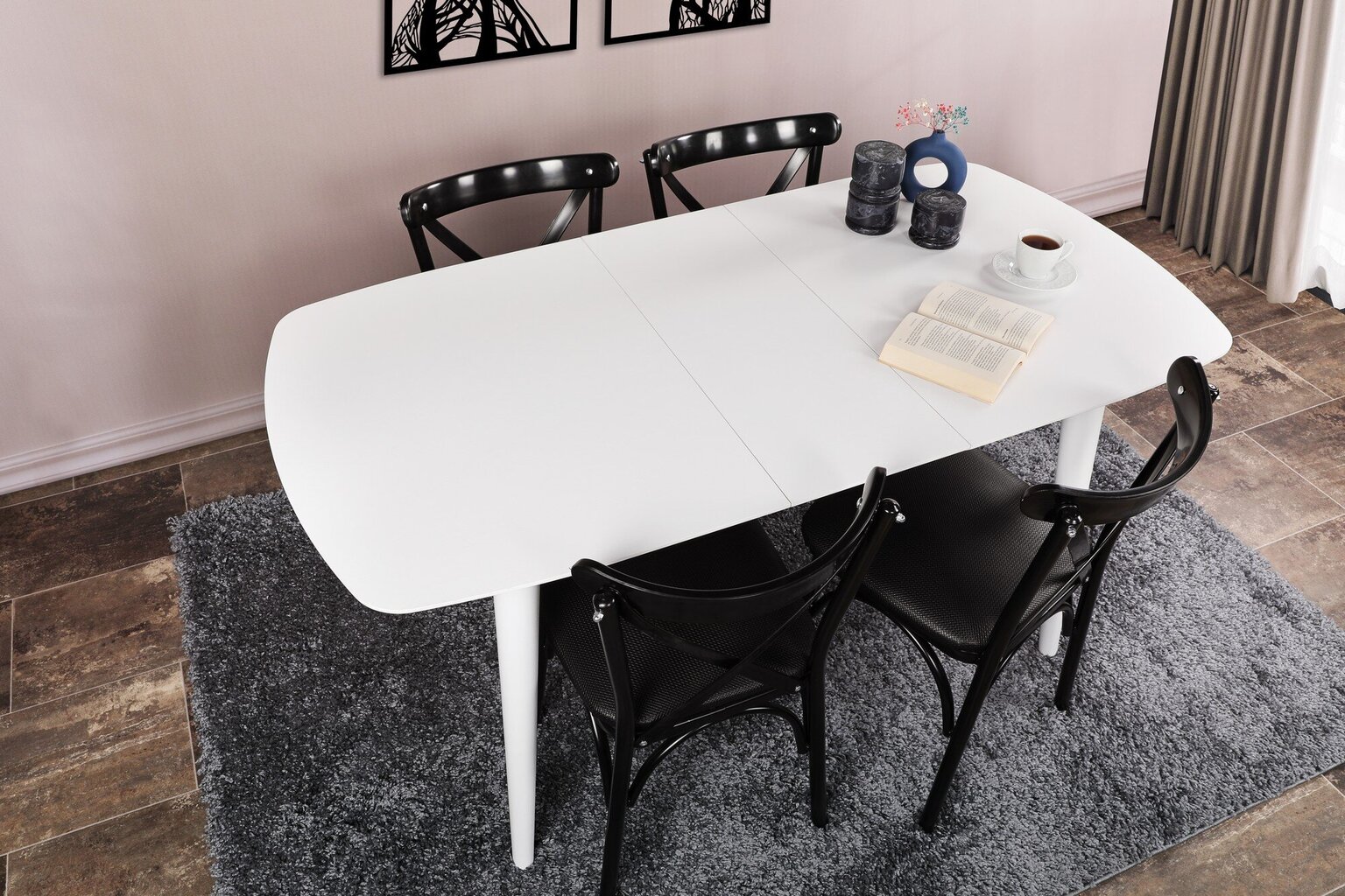 Valgomojo stalas Asir Retro 1193, baltas kaina ir informacija | Virtuvės ir valgomojo stalai, staliukai | pigu.lt
