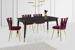 Valgomojo stalas Asir Flora - 1111, juodas/auksinis kaina ir informacija | Virtuvės ir valgomojo stalai, staliukai | pigu.lt