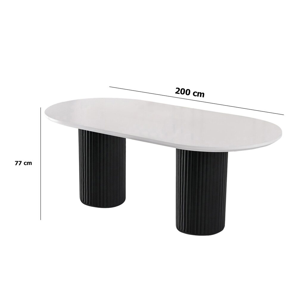 Valgomojo stalas Asir LI - 932, juodas/baltas kaina ir informacija | Virtuvės ir valgomojo stalai, staliukai | pigu.lt