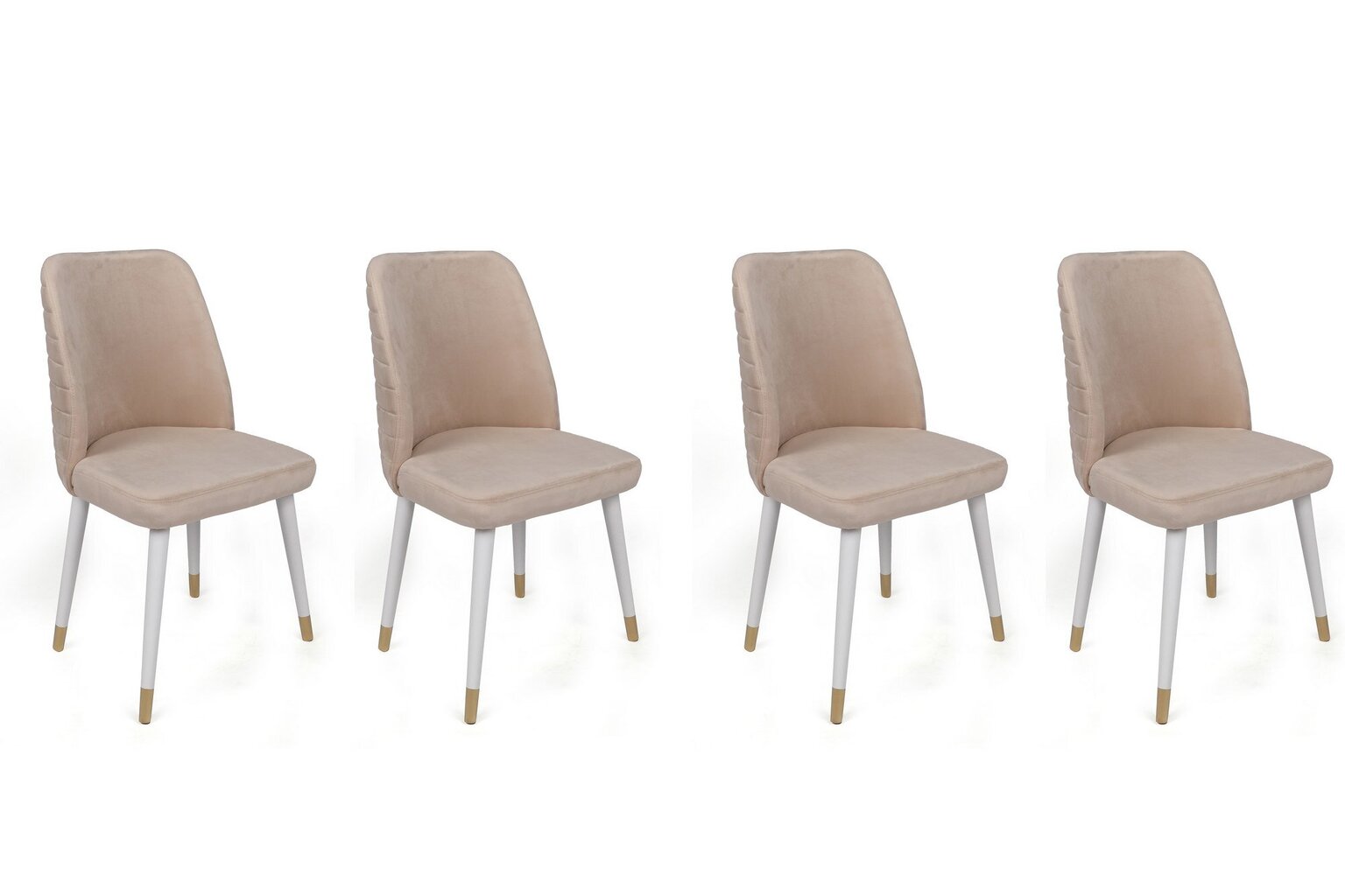 4-ių kėdžių komplektas Kalune Design Hugo-407, smėlio/baltas kaina ir informacija | Virtuvės ir valgomojo kėdės | pigu.lt