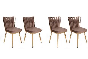 4-ių kėdžių komplektas Kalune Design Kusakli 213 V4, rudas kaina ir informacija | Virtuvės ir valgomojo kėdės | pigu.lt