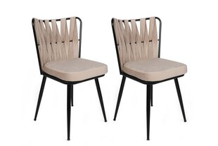 4-ių kėdžių komplektas Kalune Design Kusakli 221 V4, smėlio kaina ir informacija | Virtuvės ir valgomojo kėdės | pigu.lt