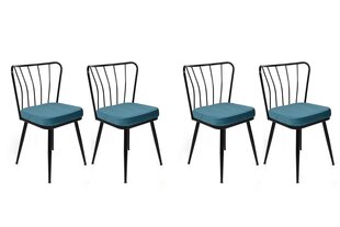 4-ių kėdžių komplektas Kalune Design Yildiz 951 V4, mėlynas/juodas kaina ir informacija | Virtuvės ir valgomojo kėdės | pigu.lt
