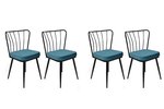 4-ių kėdžių komplektas Kalune Design Yildiz 951 V4, mėlynas/juodas