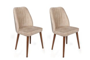 2-ių kėdžių komplektas Kalune Design Alfa-464, ruda/smėlio kaina ir informacija | Virtuvės ir valgomojo kėdės | pigu.lt