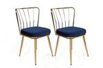 2-ių kėdžių komplektas Kalune Design Yildiz 924 V2, mėlynas/aukso