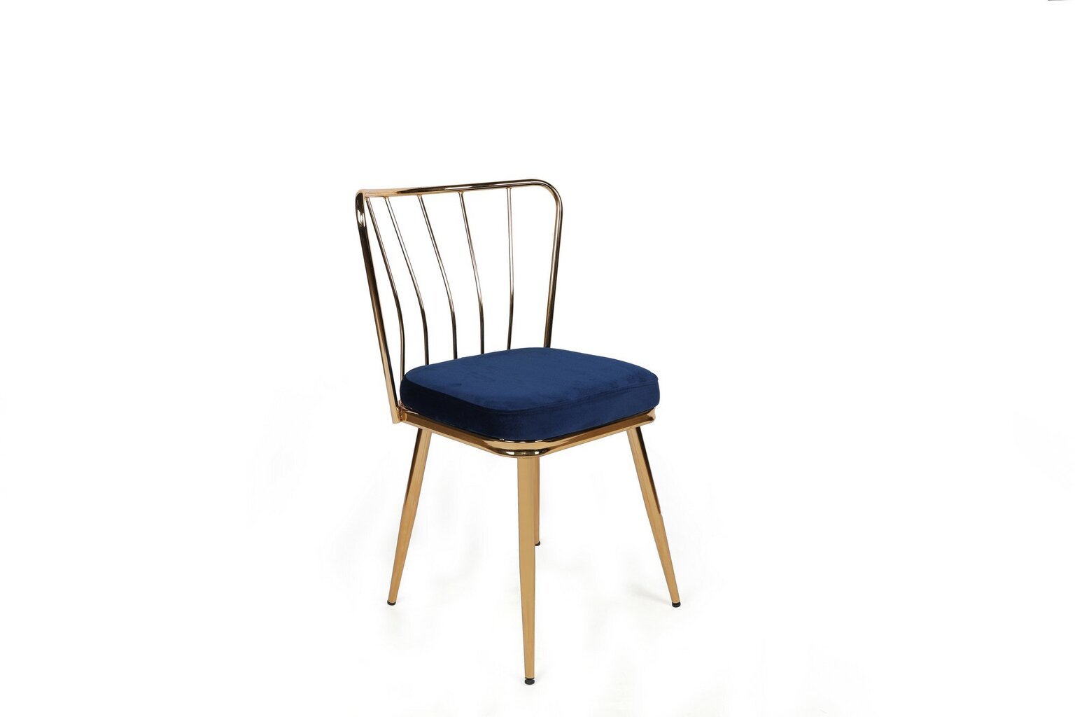2-ių kėdžių komplektas Kalune Design Yildiz 924 V2, mėlynas/aukso kaina ir informacija | Virtuvės ir valgomojo kėdės | pigu.lt
