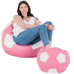 Sėdmaišis su pufu Ball XXXXL, rožinis/baltas цена и информация | Кресла-мешки и пуфы | pigu.lt