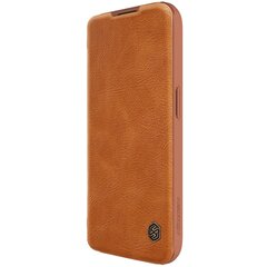 iPhone 15 Pro Nillkin Qin Pro Leather Flip Camera Cover Case - Brown цена и информация | Чехлы для телефонов | pigu.lt