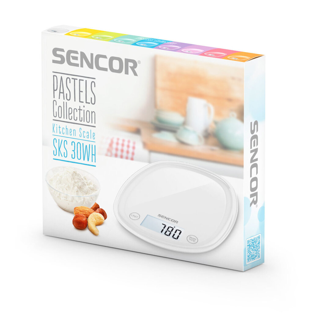 Sencor SKS 30WH Pastels kaina ir informacija | Svarstyklės (virtuvinės) | pigu.lt