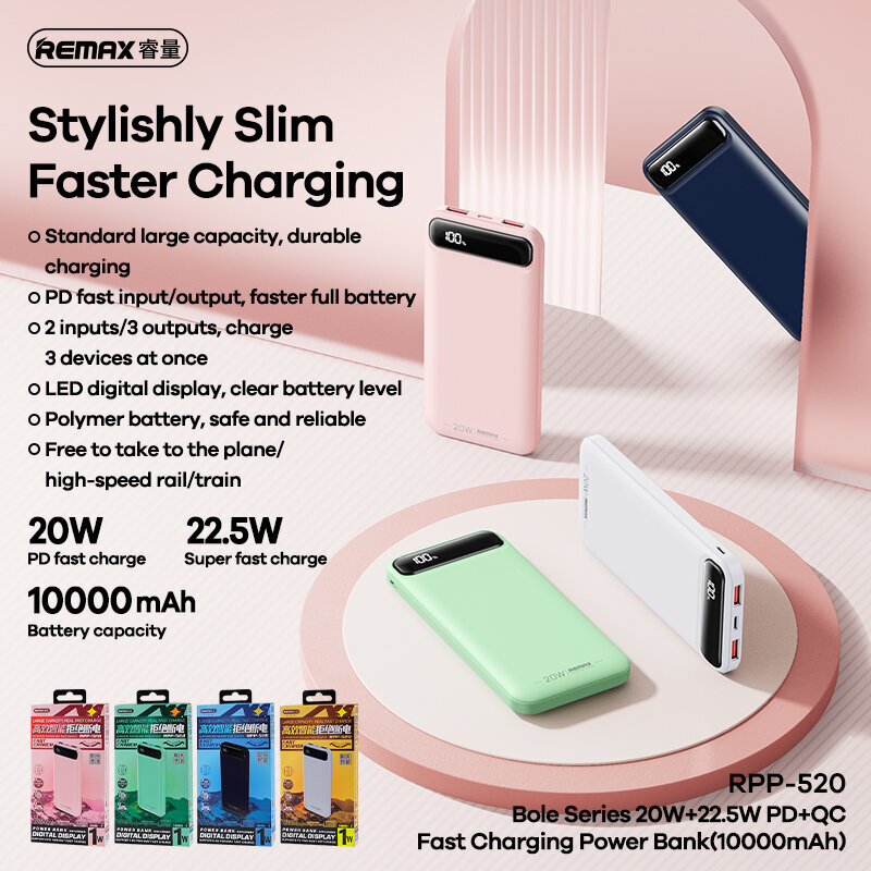 Remax Bole RPP-520 10000mAh kaina ir informacija | Atsarginiai maitinimo šaltiniai (power bank) | pigu.lt