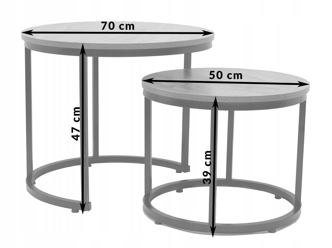 2-ių kavos staliukų komplektas Belsi, rudas/juodas kaina ir informacija | Kavos staliukai | pigu.lt