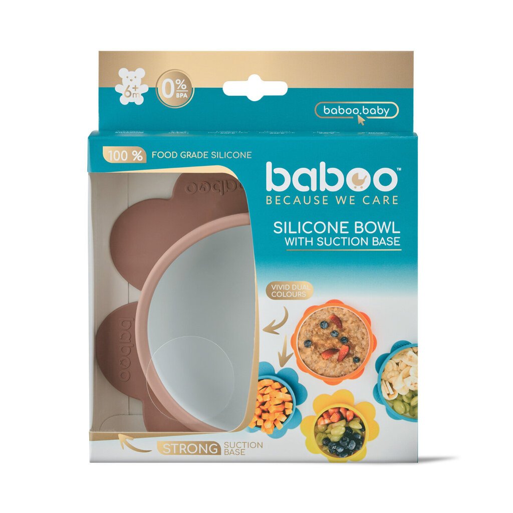 Baboo valgymo silikoninis rinkinys, 4+ mėn, kakavinė цена и информация | Kūdikių indai, indeliai pienui ir įrankiai | pigu.lt