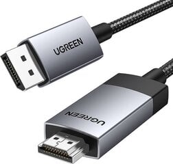 Ugreen, Display Port HDMI DP119 4K, 1m kaina ir informacija | Kabeliai ir laidai | pigu.lt
