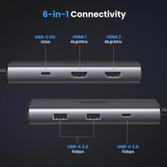 UGREEN „Revodok“ prijungimo stotelė kaina ir informacija | Adapteriai, USB šakotuvai | pigu.lt