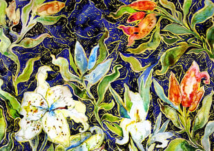 Dėlionė Purple Witty Fox Veronika Blyzniuchenko Lilies on blue, 1000 d. kaina ir informacija | Dėlionės (puzzle) | pigu.lt