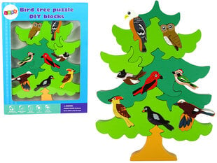 Medinės dėlionė eglė su paukščiais kaina ir informacija | Žaislai kūdikiams | pigu.lt