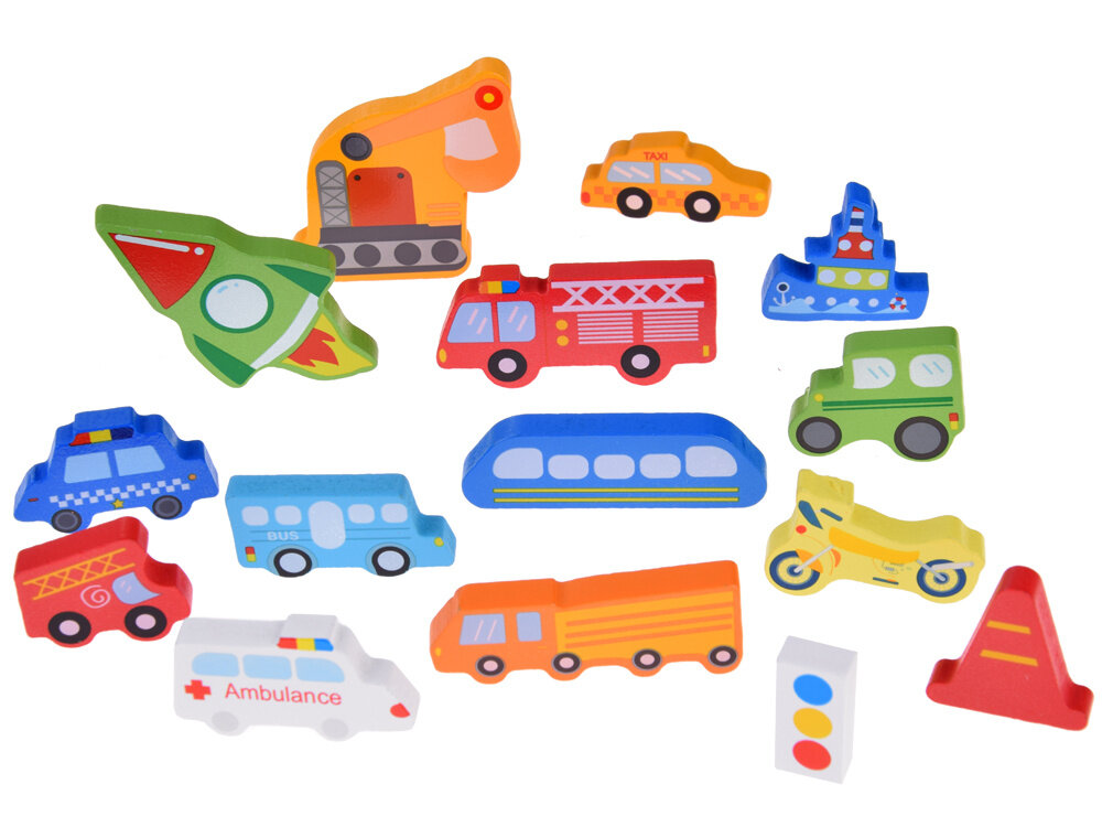 Spalvota medinė dėlionė transportas kaina ir informacija | Lavinamieji žaislai | pigu.lt