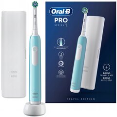 "Oral-B Pro 1 Blue" dantų šepetėlis + dėklas цена и информация | Зубные щетки, пасты | pigu.lt