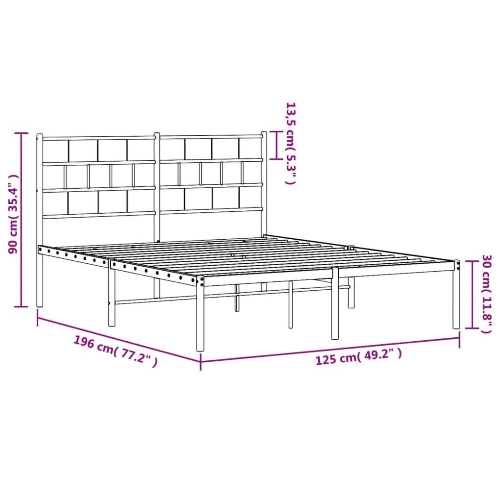 Lovos rėmas vidaXL, 120x190 cm, baltas kaina ir informacija | Lovos | pigu.lt