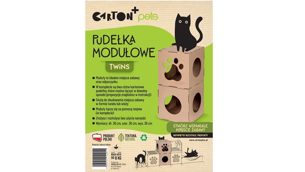 Modulinis katės namelis Carton+ Pets Twins kaina ir informacija | Guoliai, pagalvėlės | pigu.lt