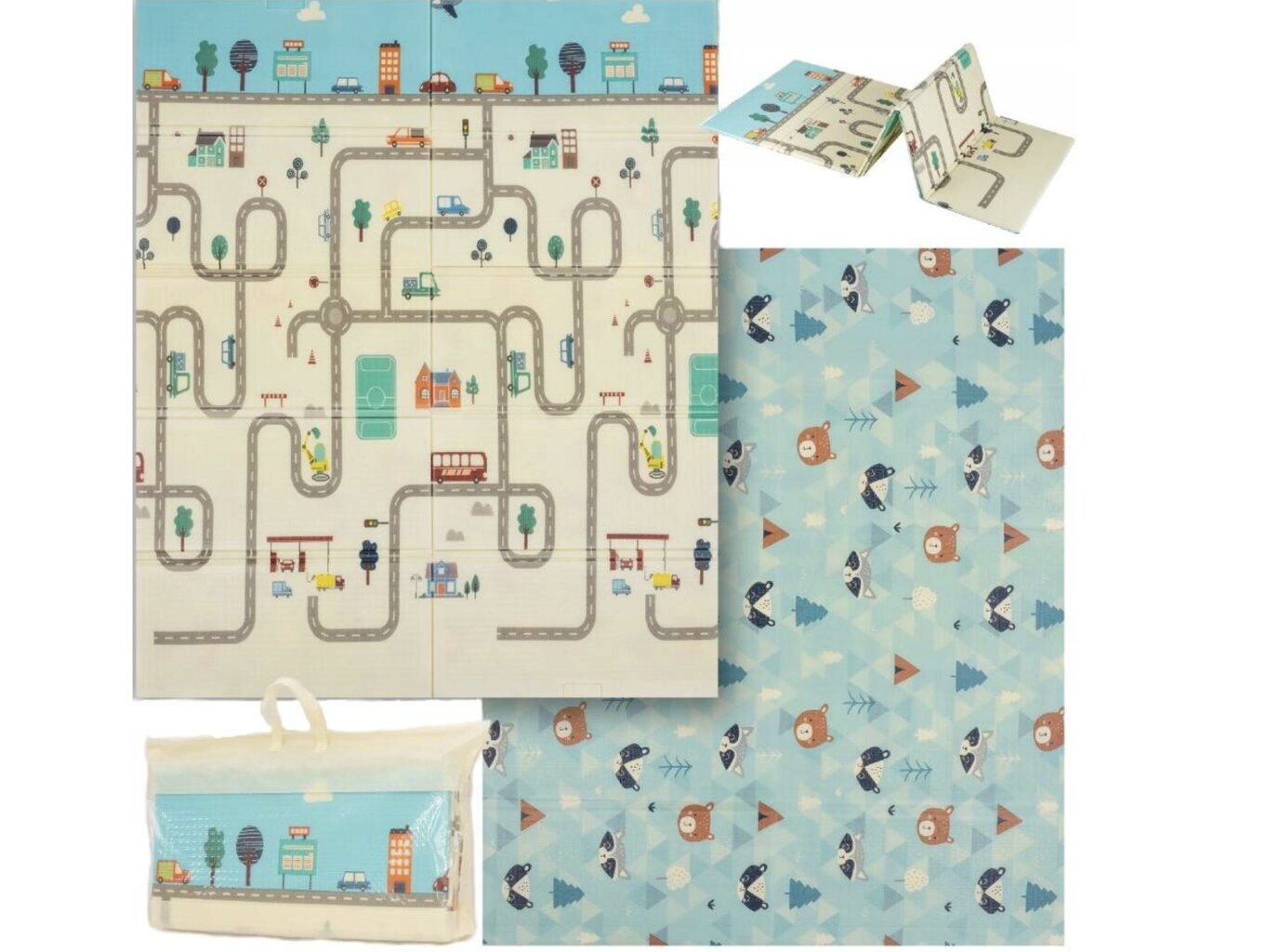 Dvipusis lavinamasis kilimėlis Happy Hippo, 180x150 cm kaina ir informacija | Lavinimo kilimėliai | pigu.lt