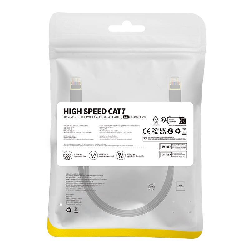 Baseus, Cat.7 RJ45, 1.5 m kaina ir informacija | Kabeliai ir laidai | pigu.lt