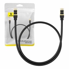 Network cable cat.8 Baseus Ethernet RJ45, 40Gbps, 0.5m (black) цена и информация | Кабели и провода | pigu.lt