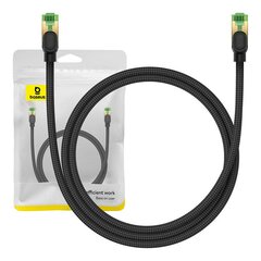 Braided network cable cat.8 Baseus Ethernet RJ45, 40Gbps, 1m (black) цена и информация | Кабели и провода | pigu.lt