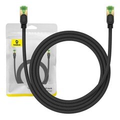 Braided network cable cat.8 Baseus Ethernet RJ45, 40Gbps, 1,5m (black) цена и информация | Кабели и провода | pigu.lt
