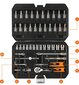Galvučių ir raktų rinkinys Neo Tools 1/4", 46 vnt ir juosmens krepšys kaina ir informacija | Mechaniniai įrankiai | pigu.lt