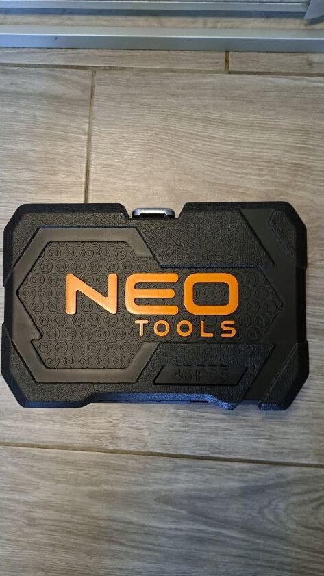 Galvučių ir raktų rinkinys Neo Tools 1/4", 46 vnt ir juosmens krepšys kaina ir informacija | Mechaniniai įrankiai | pigu.lt